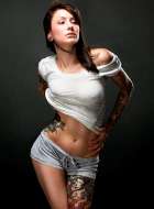 The Very Awesome Leeann Billman Showing Ink, Midriff And Pokies!