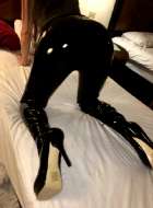 Bent Over On A Hotel Bed In Pvc Leggings And Thigh High Pvc Boots 😍