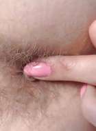 Redhead hairy pussy cumming in close up